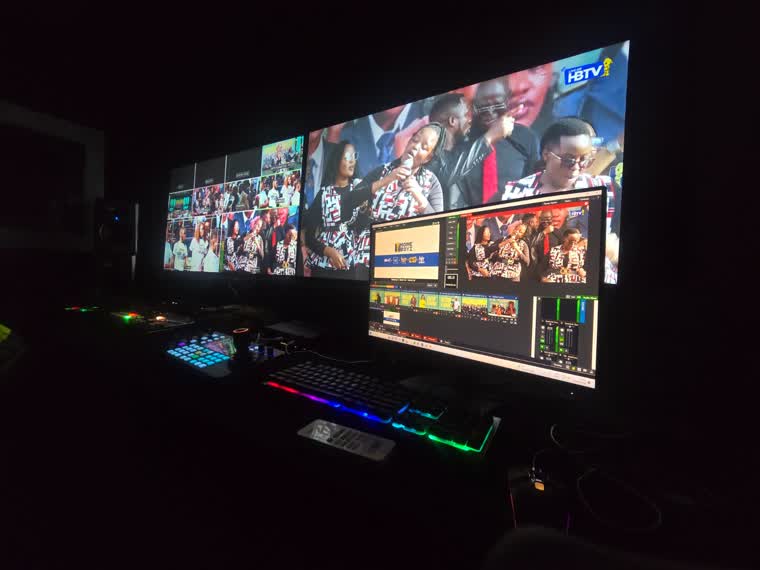 Multiviewer carrying a live broadcast with the HBTV on-air graphic